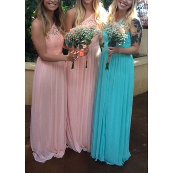 Davids Bridal Dress Womens 6 Bridesmaid One Shoulder Lace Chenille Maxi Dress - Picture 1 of 9